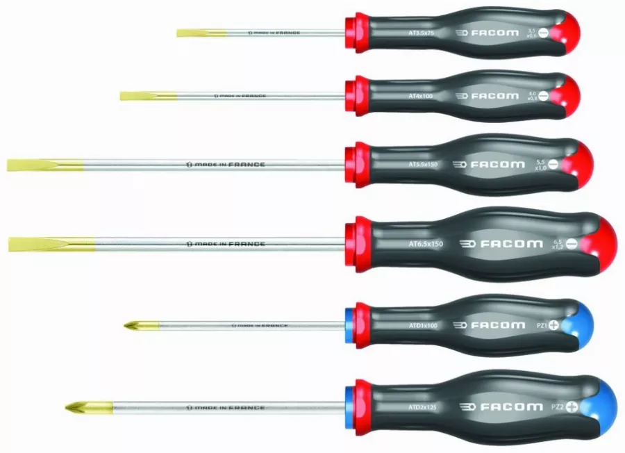 Jeu De 6 Tournevis Protwist Lame Ronde - FACOM - AND.J6PB