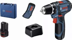 Perceuse-visseuse Sans-fil BOSCH GSR 12V-15 + 10 Accessoires + 2 Batterie GBA 12V 2,0Ah + Chargeur GAL 12V-20 + Coffret - 060186810G