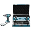 Perceuse Visseuse à Percussion MAKITA 18V Li-Ion 1.3Ah En Mallette ALU + KIT D'accessoires - HP457DWEX4 -Outils Pour La Maison hp457dwex4 1